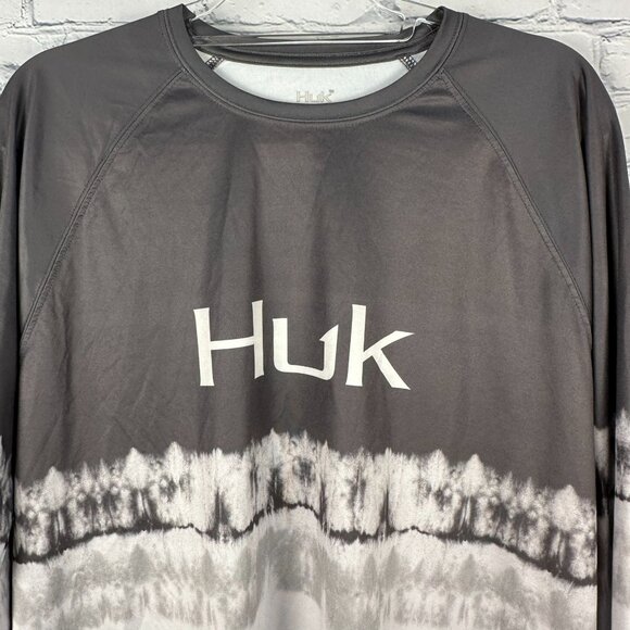 Huk Mens Salt Stripe Pursuit Performance Fishing Shirt, Size Large, Volcanic Ash - Picture 5 of 8